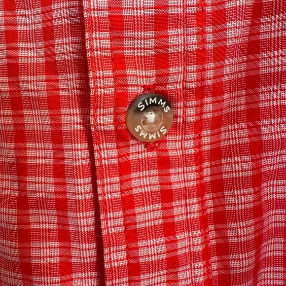 Simms Fishing Shirt Mens LARGE Gorpcore Hiking Camping Outdoor Red White Plaid - Picture 5 of 9